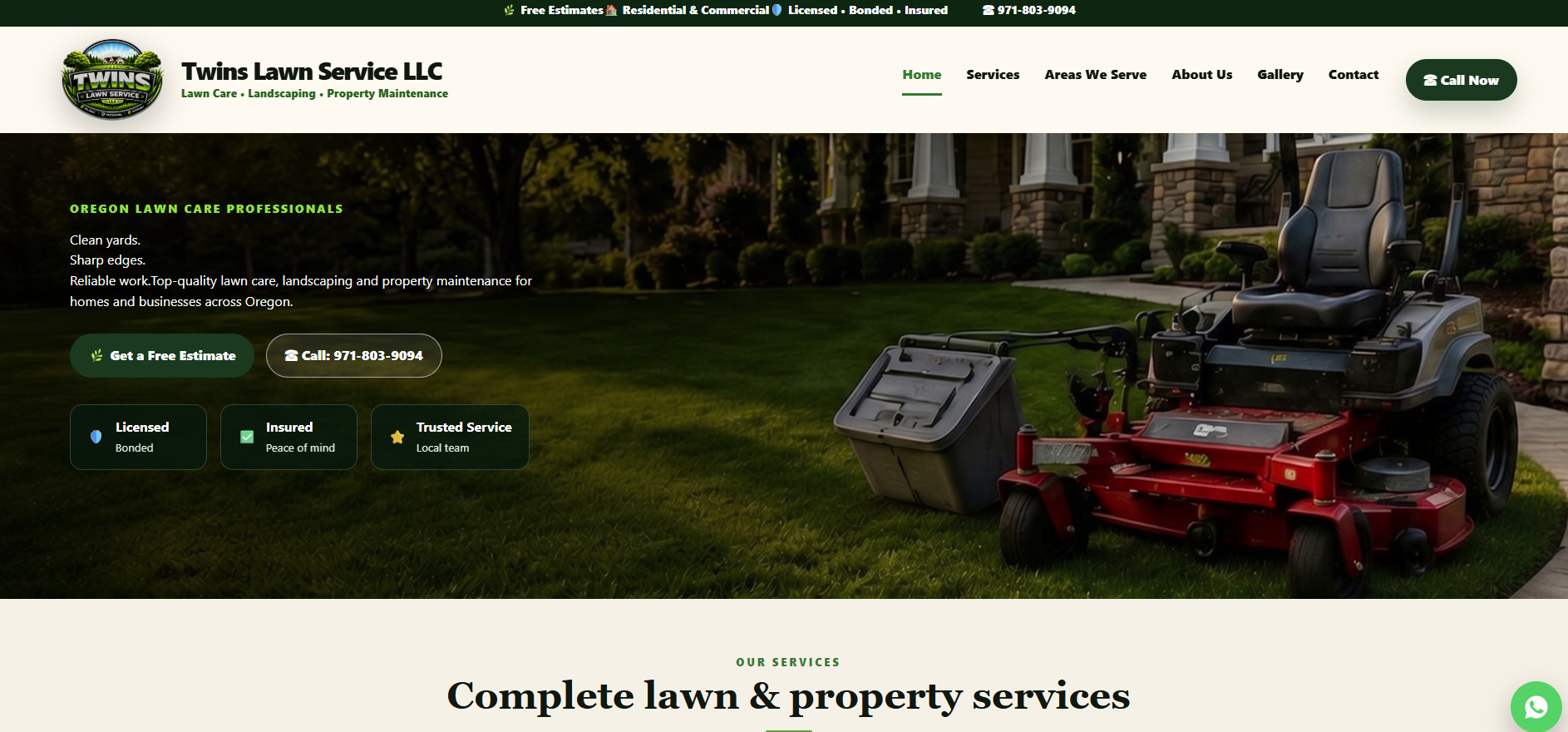 Sitio web Twins Lawn Service